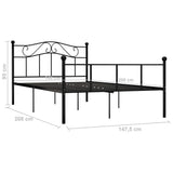 Bed Frame Black Metal Double Durable Bed Frame Rectangular 284526