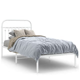 Metal Bed Frame without Mattress with Headboard White 90x200cm 376642