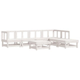 7 Piece Garden Lounge Set White Solid Wood Pine 3186404