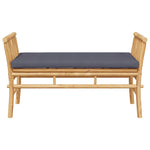 Garden Bench with Cushion Brown 110 x 38 x 65cm Bamboo 4108078