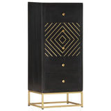 Drawer Cabinet Black and Gold 45x30x105 cm Solid Mango Wood 286513