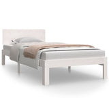 Bed Frame without Mattress White Solid Wood Pine 90x200cm 810481