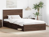 Bed Frame with Headboard Brown Oak 100 x 200 cm Solid Pine Wood 3411052