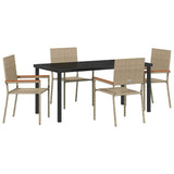 Garden Dining Set with Cushion 5 pcs Beige Poly Rattan 3379719
