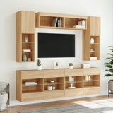 6 Piece TV Wall Cabinet Set with LED Lights Sonoma Oak 3216799