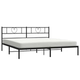 Metal Bed Frame without Mattress with Headboard Black 193x203cm 355469