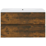 Sink Cabinet with Built-in Basin Smoked Oak Engineered Wood 3120342