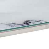 ZNTS Coffee Table Silver Stainless Steel and Tempered Glass 349955