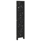 Room Divider 4 Panels Black Solid Wood Paulownia 358754