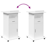 Lectern with Wheels & Drawer White 55x55x107 cm Engineered Wood 848024