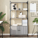 Bookcase with Doors Grey Sonoma 76.5x30x154.5 cm Engineered Wood 833351