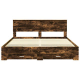 Bed Frame with Drawer Smoked Oak 180 x 200 cm Engineered Wood 3408233