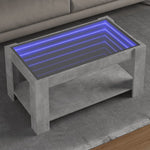 ZNTS Coffee Table with LED Concrete Grey 93x53x45 cm Engineered Wood 847556