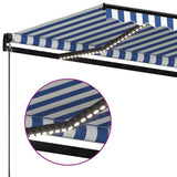 Manual Retractable Awning with LED 400x300 cm Blue and White 3069101