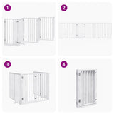 Dog Gate with Door Foldable 6 Panels White 300 cm Poplar Wood 352183