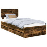 Bed Frame with Drawer Smoked Oak 90 x 190 cm Engineered Wood 3412231