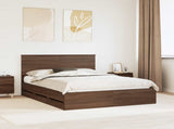 Bed Frame with Drawer Brown Oak 150 x 200 cm Engineer Wood 3411109