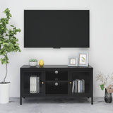 TV Cabinet Black Black powder-coated steel Medium Adjustable Feet 336058
