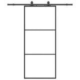 Sliding Door with Hardware Set Black 90x205 cm ESG Glass 3375782