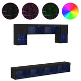 TV Wall Units with LED 6 pcs Black Oak Engineered Wood 3402964