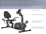 Recumbent Exercise Bike Recovery Exerciser, 8-Level Magnetic Resistance Stationary Bike with Pad T3398P349159