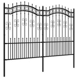 Garden Fence with Spear Top Black 240x150 cm Powder-coated Steel 151087