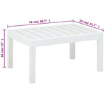 ZNTS Garden Table White 78x55x38 cm Plastic 48814