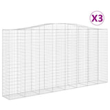 Arched Gabion Baskets 3 pcs 400x50x200/220 cm Galvanised Iron 3146022