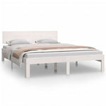 ZNTS Bed Frame without Mattress White Solid Wood Pine 140x200cm 810496