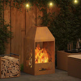 Fire Pit Brown 50 x 50 x 100 cm Weather Steel 858991
