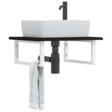 Basin Shelf Wall Mounted Steel and Solid Wood Oak 3302616