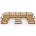 ZNTS 10 Piece Garden Lounge Set Solid Pinewood 3076147