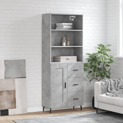 Highboard Concrete Grey 69.5x34x180 cm Engineered Wood 3190041