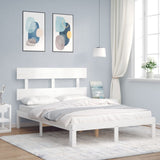 Bed Frame without Mattress White Small Double Solid Wood Pine 3193502
