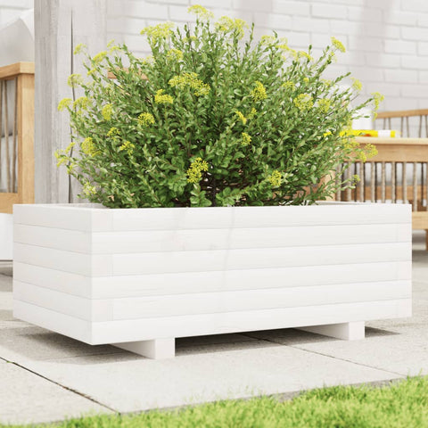 ZNTS Garden Planter White 70x40x26.5 cm Solid Wood Pine 847329