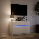 TV Cabinet with LED White 91x34x61 cm Engineered Wood 852180