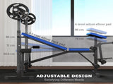 Adjustable Weight Bench with Leg Extension, Barbell Rack, Preacher Curl Pad, Butterfly, T3398P349195