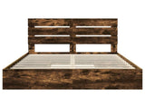 Storage Bed with Drawer Smoked Oak 140 x 200 cm Engineered Wood 3411896