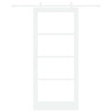 Sliding Door White 93 x 211 cm Solid Pine Wood and Glass 3332234