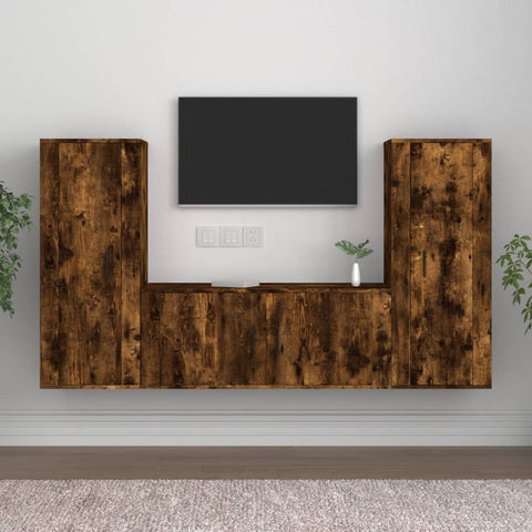 3 Piece TV Cabinet Set Smoked Oak Engineered Wood 3188763