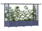 Raised Bed with Trellis and Roof Grey 203 x 40 x 138 cm PP 42032568