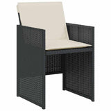 3 Piece Bistro Set with Cushions Black Poly Rattan 365068