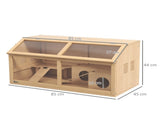 Hamster Cage, Wooden Small Animal Cage for Gerbils, Mice w/ Suspension Bridge, Openable Top, Hut, 85 T3398P350091