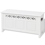 ZNTS Storage Bench Baroque Style MDF White 242646