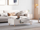 Modern Minimalism Coffee Table with Storage, Sofa Side Table with Shelf & Drawer for Living Room T3398P330541