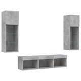5 Piece TV Wall Units with LED Concrete Grey Engineered Wood 3216600
