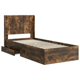 Bed Frame with Storage and Headboard Smoked Oak 100 x 200 cm 3414145