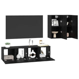 TV Cabinet Set Wall-mounted Black Oak Engineered Wood 3393373