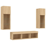 5 Piece TV Wall Units with LED Sonoma Oak Engineered Wood 3216599