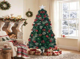 6FT Green Warm White Fiber Optic Christmas Tree with 230 Tips, Star, Pine Cone & Red Berry 35261945